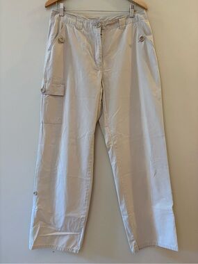 VTG St John's Bay Beige, Y2K, Cotton wide Straight Leg Cargo Pants women’s Sz 12